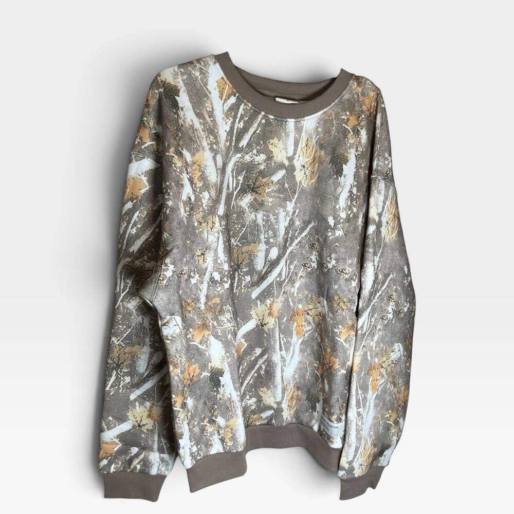 Comfrt Sweatshirt Men's XL Multicolor Camo Fleece Lined Long Sleeve Crew Neck